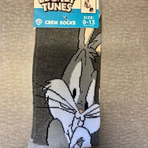 Warner Bros. Looney Tunes Bugs Bunny Socks - Gray and White, Novelty Socks